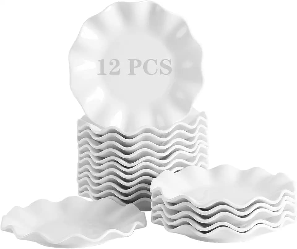 7 Inch White Ceramic Dessert Plates Set of 12