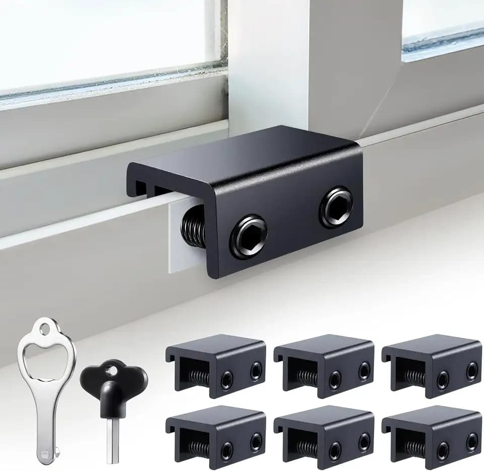 STERGDE Window Security Locks, Adjustable Vent Aluminum Stopper (6 Sets)