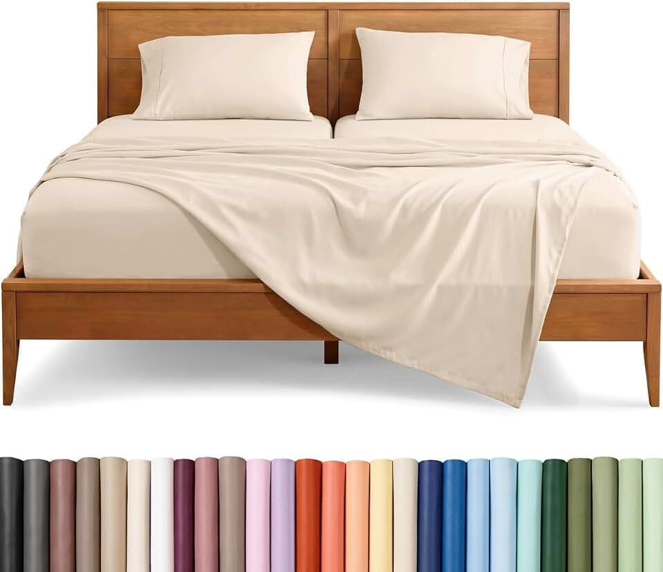 Bare Home Split Cal King Sheet Set - 1800 Ultra-Soft (Split Cal King, Sand)