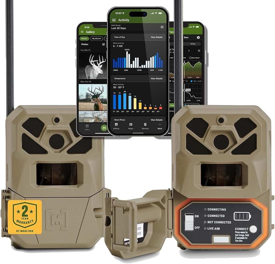 Moultrie Edge 2 Pro Cellular Trail Camera - Auto Connect Nationwide 4G LTE - On Demand 40MP Photo - 1440P Video with HD Audio - Ai False Trigger Elimination - 100 Ft Detection Range - No-Glow Flash