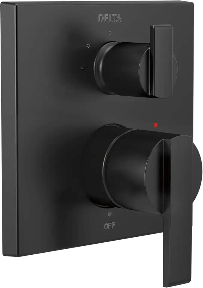 DELTA FAUCET T24867-BL Angular Modern Monitor 14 Series Valve 3-Setting Integrated Shower Trim with Diverter, Matte Black