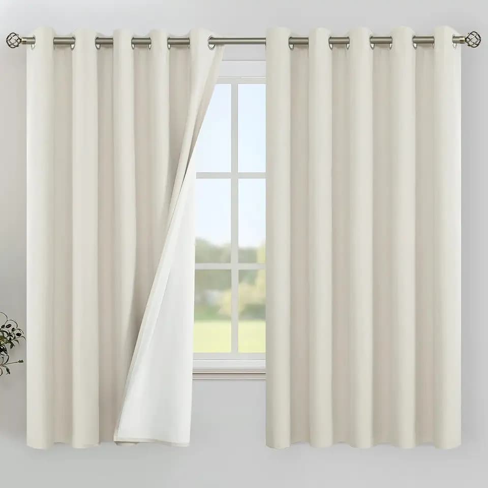 YoungsTex Linen 100% Blackout Curtains 63 Inch Length for Bedroom, Full Room Darkening Thermal Insulated Window Drapes Extra Wide with Grommet for Living Room, 2 Panels, 60 X 63 Inch