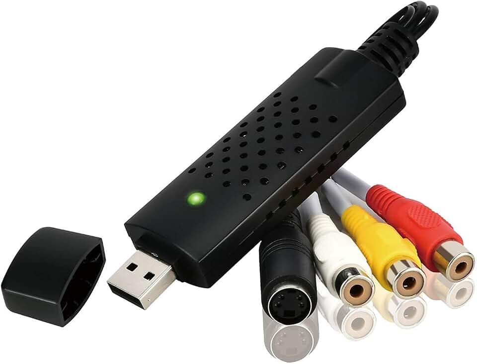 Rybozen USB 2.0 Audio Video Grabber Konverter-VHS Digitalisieren und bearbeiten Sie Videos von jeder analogen Quelle einschließlich VCR VHS DVD Video Rekorder für für Windows11/10/8/7/Mac