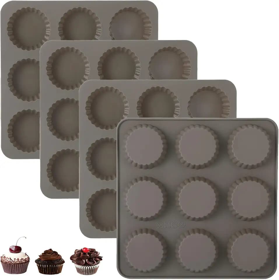 4PCS 9-Cavity Silicone Peanut Butter Cup Mold for Baking Non-Stick
