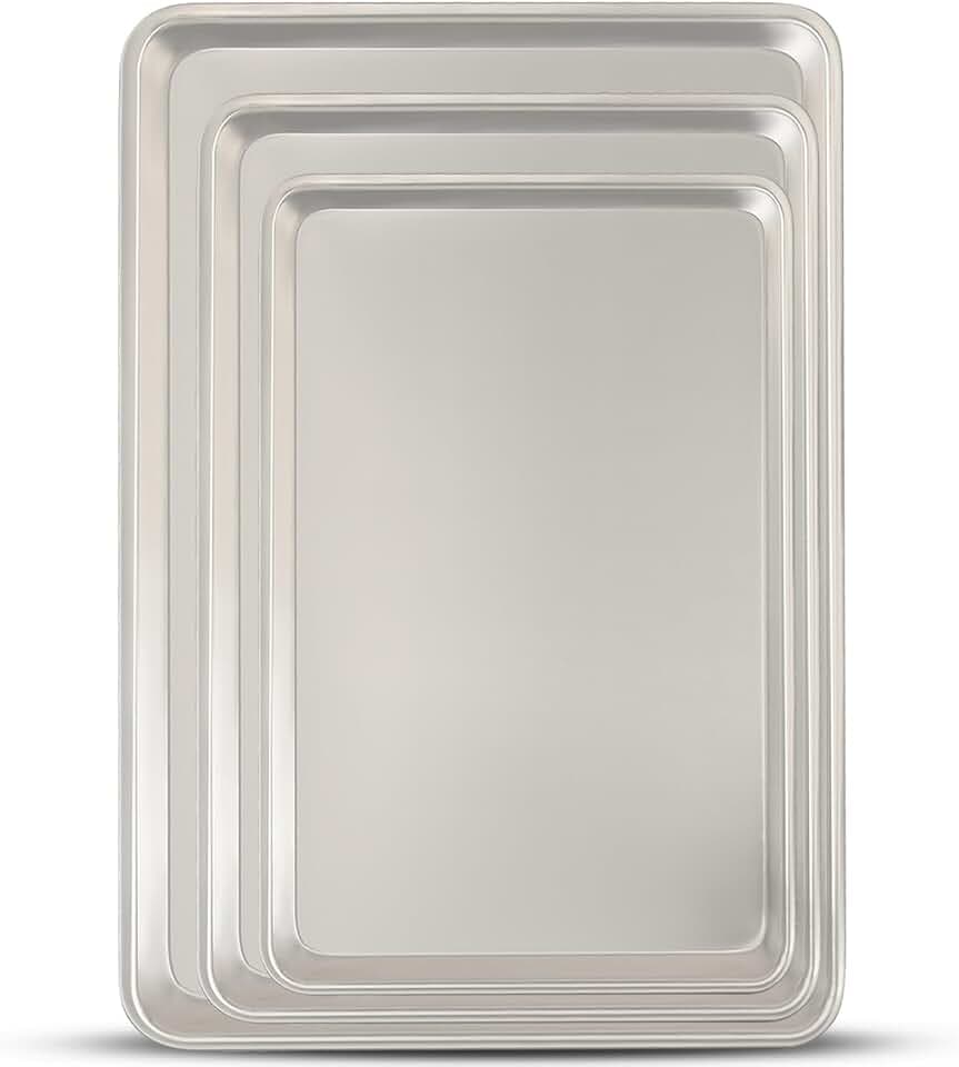 Baking Sheet Pan Set of 3, Commercial Quality Aluminum Cookie Sheets for Oven, Umite Chef Warp Resistant Baker's Half/Quarter/Jelly Roll Pans, Thick Cookie Tray Pans for Baking, Roasting