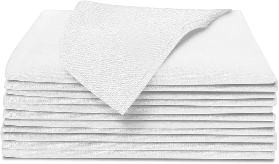 Aunti Em's Kitchen Truly Wrinkle Free Dinner Napkins, Restaurant Quality, Oversized 20 x 20 Inches | Set of 12 (White)