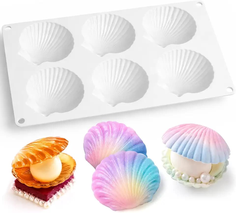 Juome Shell Shaped Silicone Molds - Large Seashell Chocolate Baking Molds