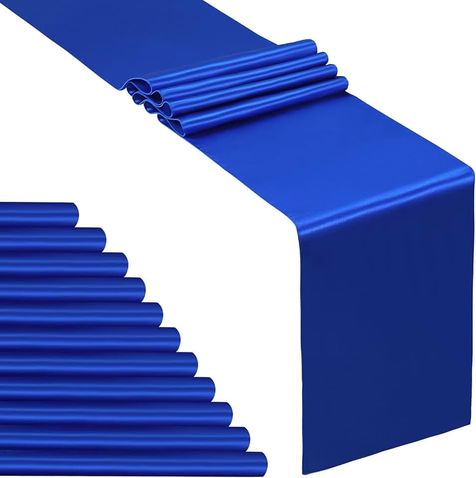 SiinvdaBZX 12 Pcs Royal Blue Satin Table Runner 12 x 108 inches Long