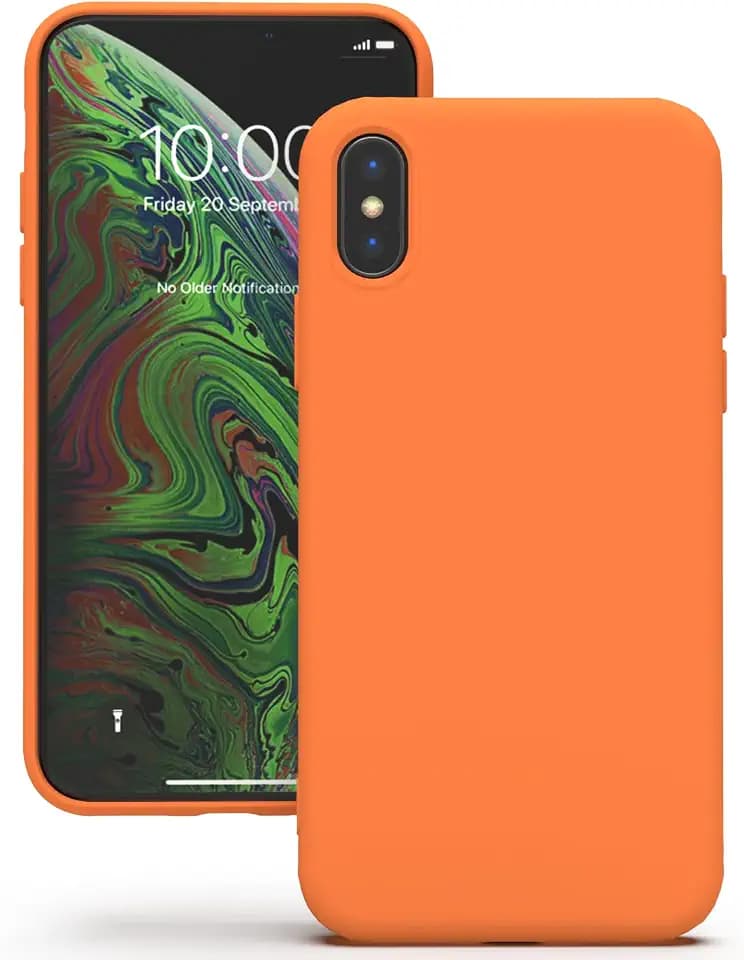 YATWIN Hülle für iPhone X/iPhone XS, Silikon Handyhülle mit Futter, 1mm Kamera und Displayschutz, Dünn & Leicht, Anti Kratzer Case, Orange