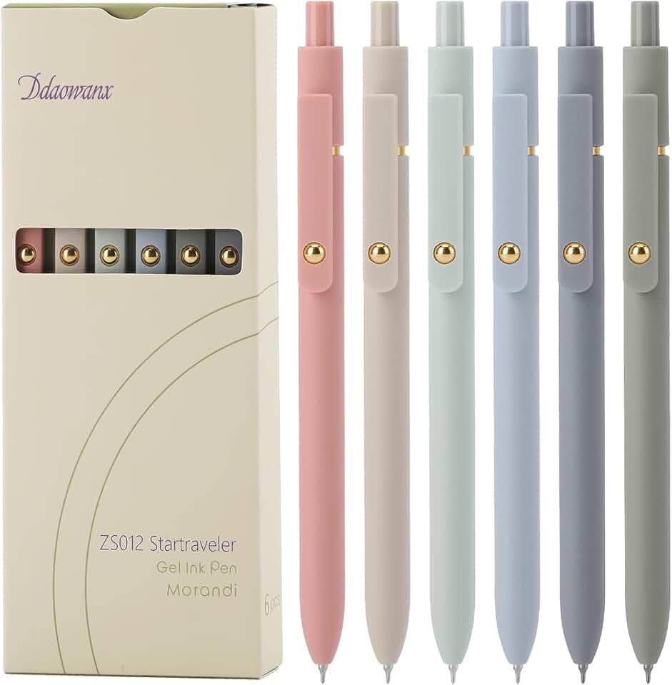 Ddaowanx Gel Pens,6 Pcs 0.5mm Retractable Quick Dry Black Ink Pens