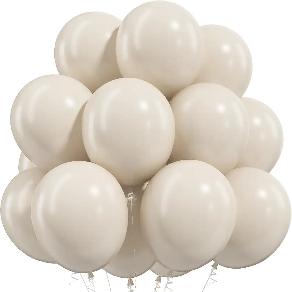 Togvu White Sand Balloons, 50Pack 12 Inch Cream Beige Latex Party Balloons