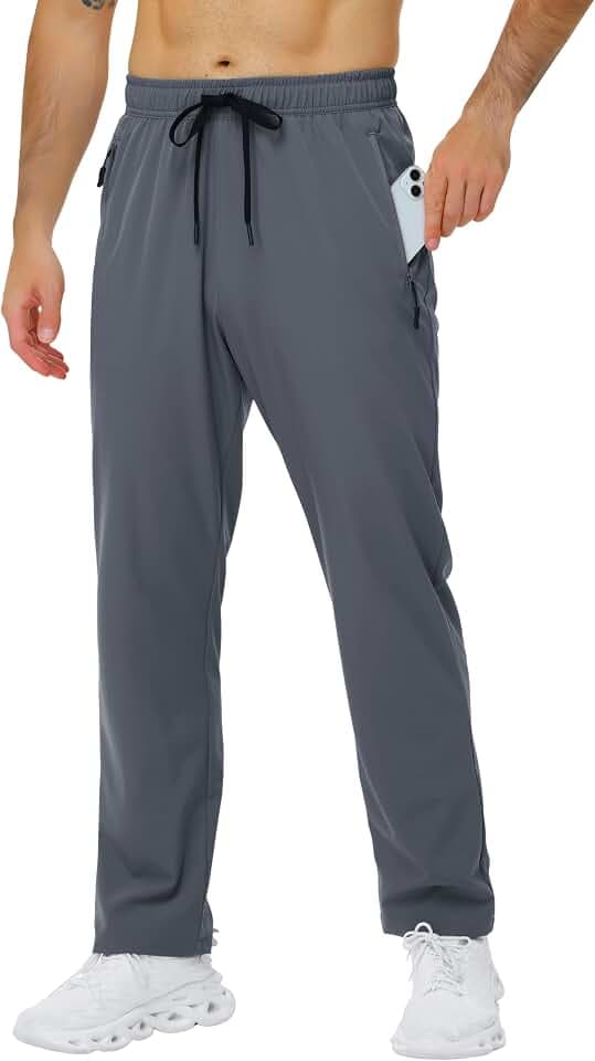 Men's Lightweight Hiking Pants Quick Dry Outdoor Sweatpants with Zipper Pockets for Athletic Workout Casual Travel