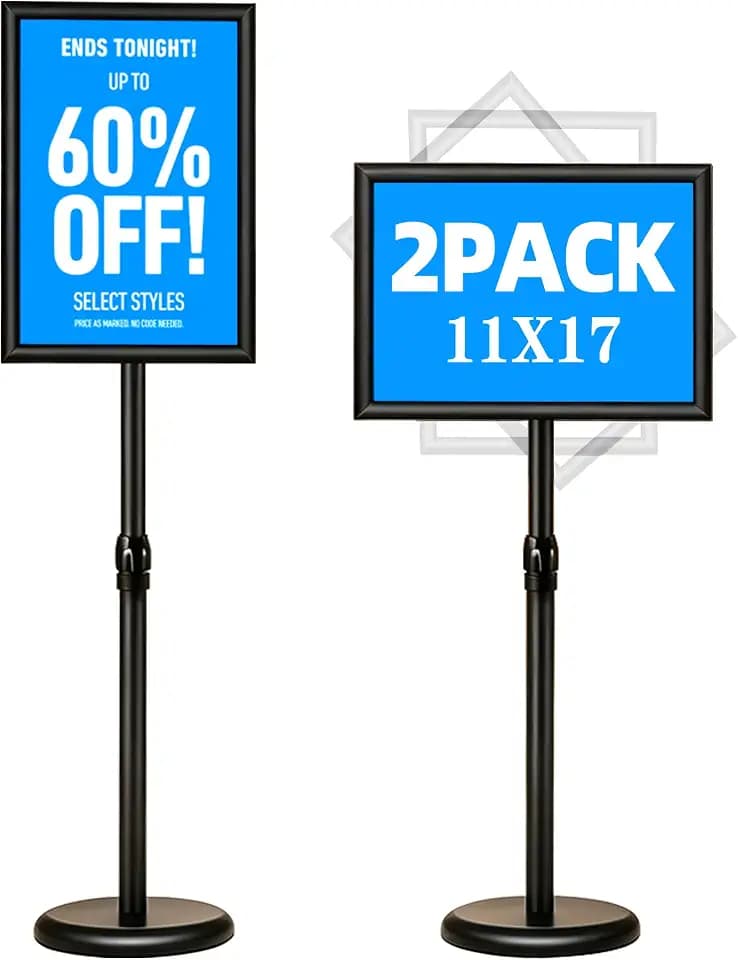 2PK 11x17 Pedestal Sign Stand, Adjustable Floor Holder Display
