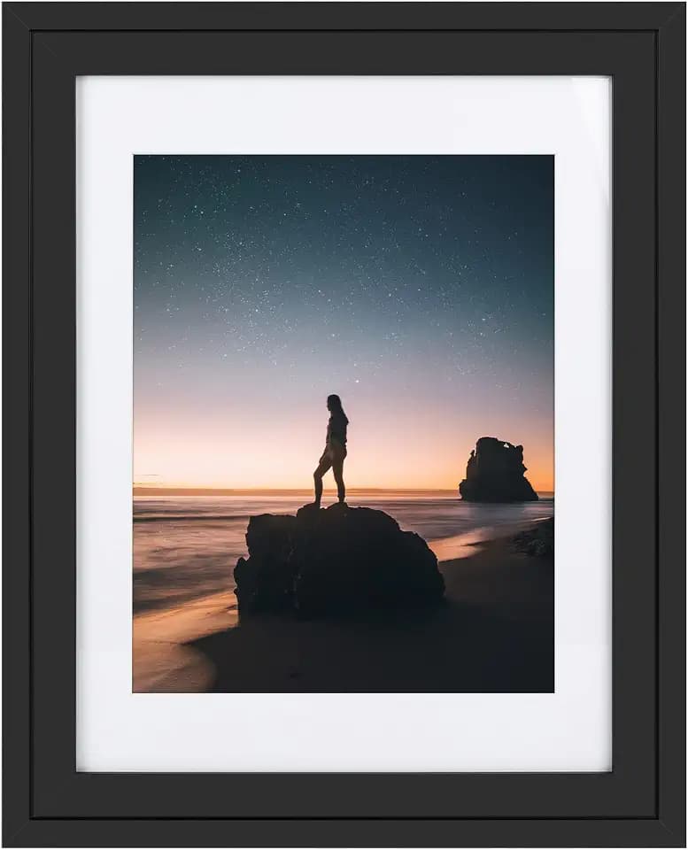 Golden State Art 14x18 Picture Frame - Matted for 11x14 Photo Black