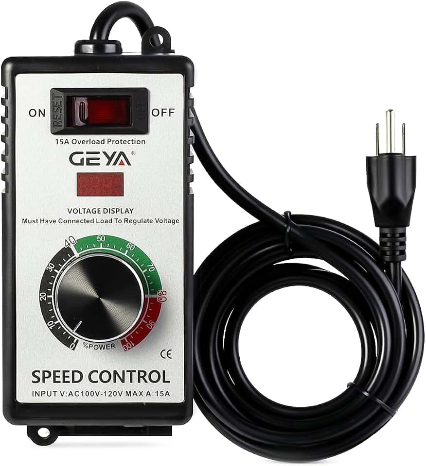 100V-120V 15A AC Motor Speed Controller with Overload Protection, Variable Speed Controller for Electric Tools,Resistance Heating,Electric Fan,Voltage LED Display
