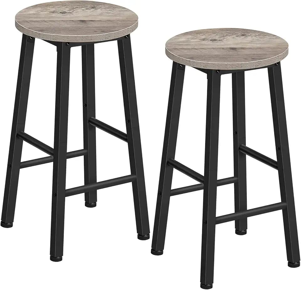 HOOBRO Bar Stools Set of 2, Counter Height Bar Stools, 25.8" Bar Stools for Kitchen Island, Industrial Kitchen Bar Chairs, for Dining Room, Kitchen, Bar, Greige and Black BG07BY01G1N2