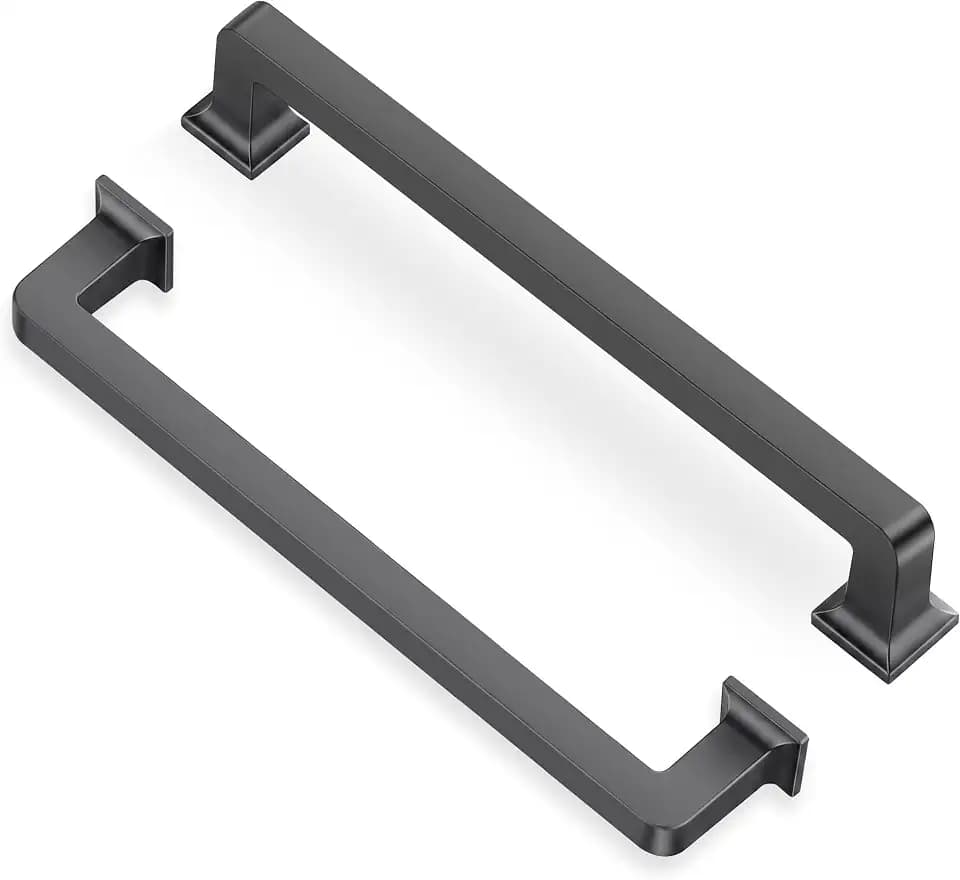 Lardmon 10 Pack Matte Dark Gunmetal Gray 6.3 Inch(160mm) Hole Centers Modern Cabinet Pulls Cabinet Hardware Kitchen Cabinet Handles for Cabinets Cupboard Handles Drawer Pulls