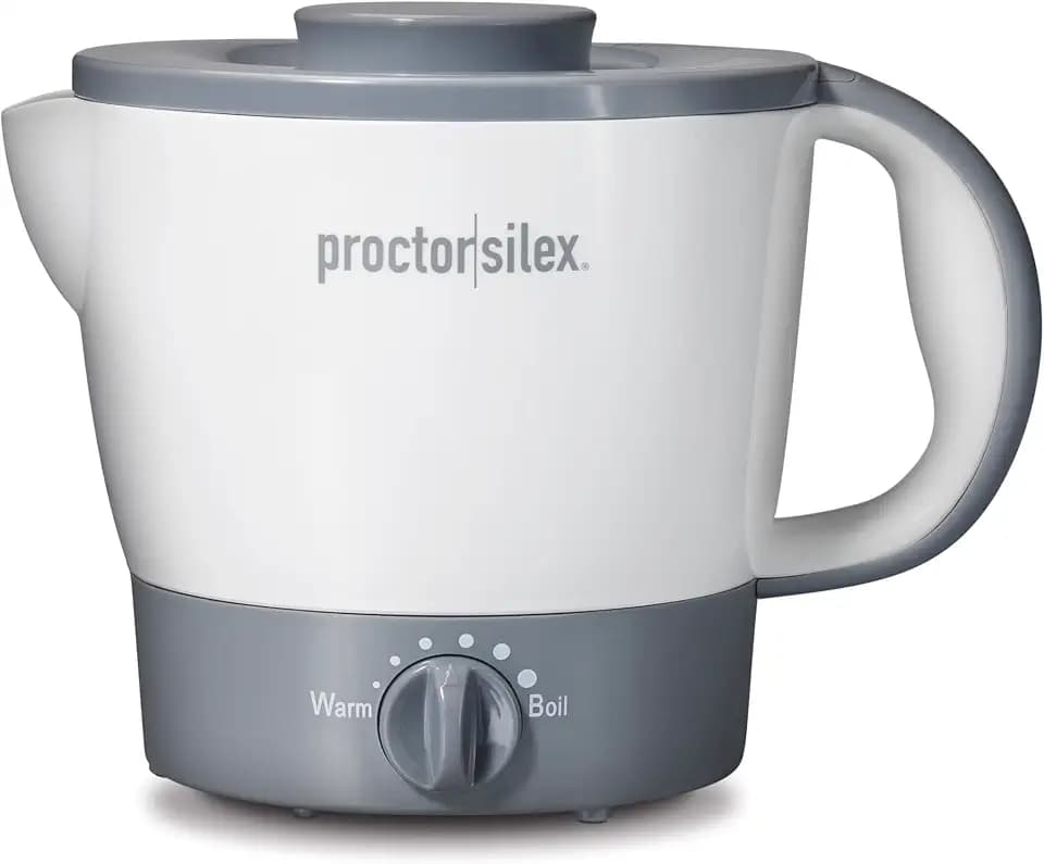 Proctor Silex 32oz Adjustable Temperature Hot Pot, Electric Kettle for Tea, Boiling Water, Cooking Ramen, Noodles and Soup, PFAS-Free Nonstick Coating, White (48507MN)