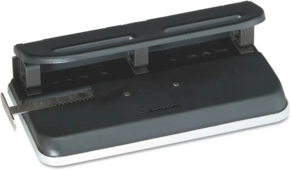 Swingline SWI74150 74150 24-Sheet Easy Touch Two-to-Seven-Hole Precision-Pin Punch, 9/32" Holes, Black