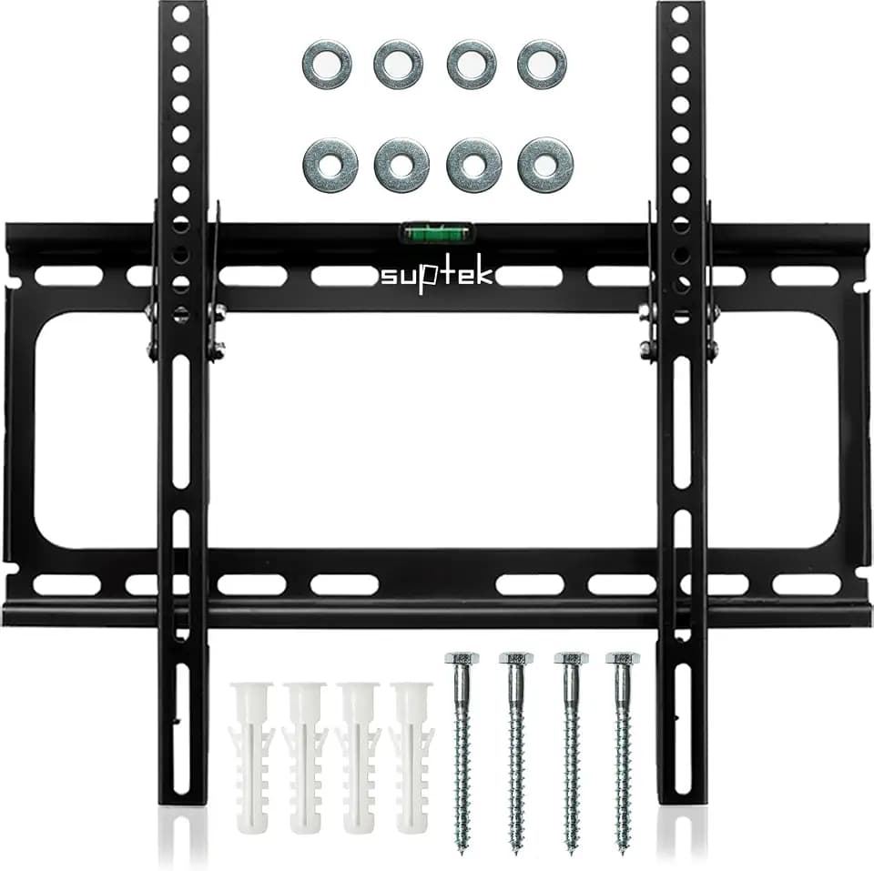 Suptek MT4205 TV-Wandhalterung, neigbar, für die meisten 66-152,4 cm (26-60 Zoll) flachen und gebogenen Bildschirme bis zu 45 kg, schlanke, flache neigbare Wandhalterung mit Wasserwaage und