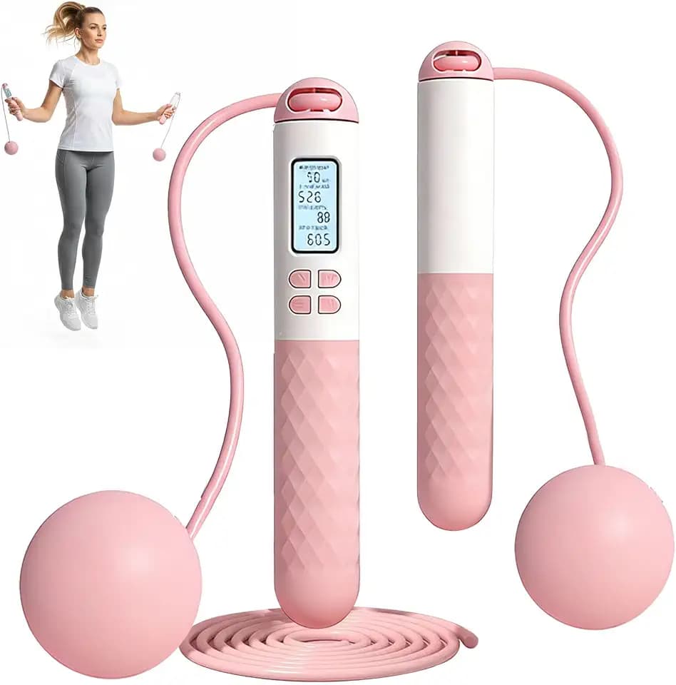 Intelligentes Springseil mit Zähler, Digitale Schnurloses Springseil mit Großen Ball-Gewichten für Erwachsene, Verstellbares Seil, für Fitness, Gym-Training und Fettverbrennung