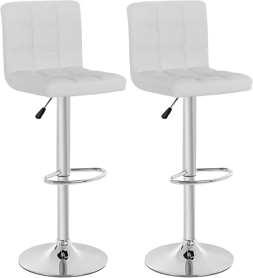 BestOffice Counter Height Bar Stool Set of 2 Barstools Modern Swivel Bar Stool Hydraulic Home Kitchen Stools Height Adjustable PU Leather Bar Chairs Dining Room Chairs