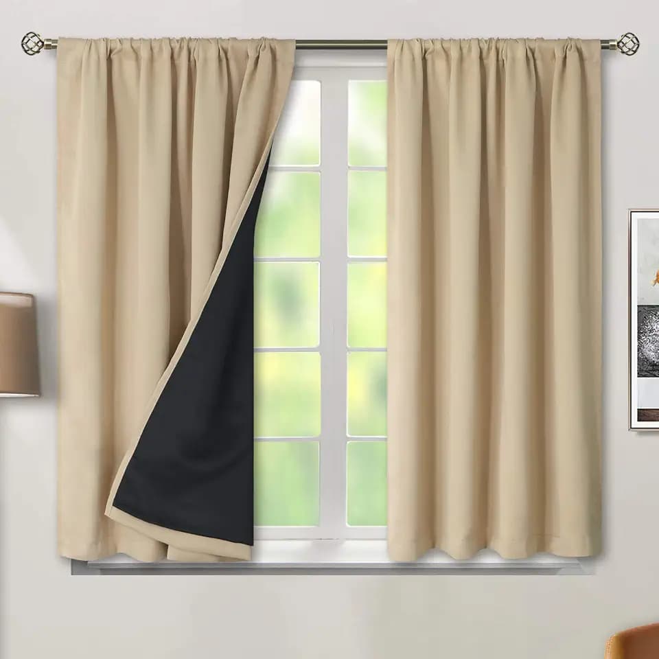 BGment Beige Blackout Curtains for Bedroom 45 Inch Length 2 Panels