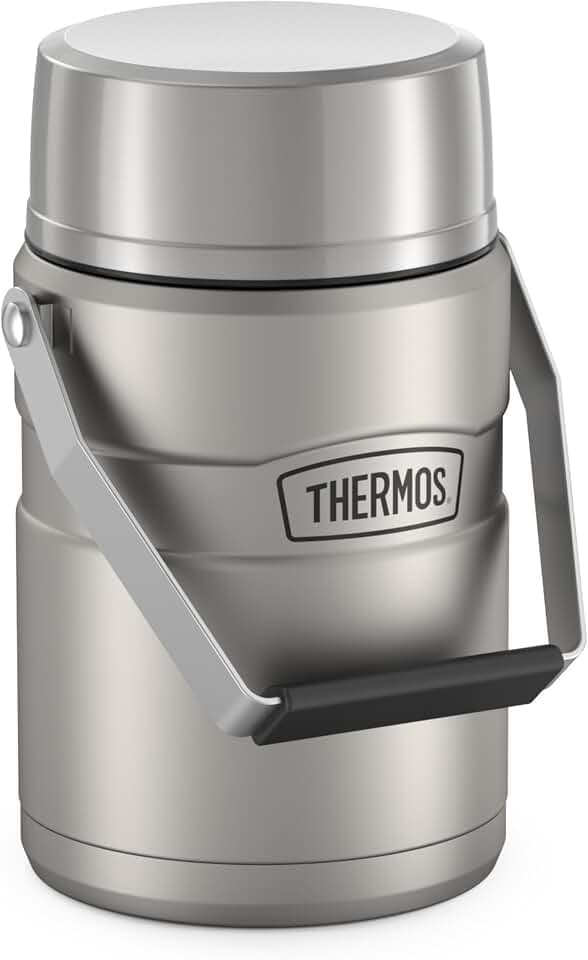 THERMOS Stainless King Food Jar with Handle, 47oz, Matte Stainless Steel