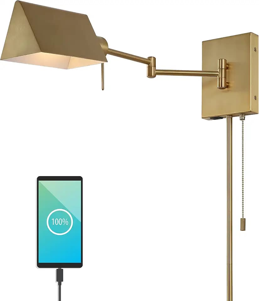 JONATHAN Y Arlo 22" 1-Light Metal Swing Arm Wall Sconce, Brass Gold