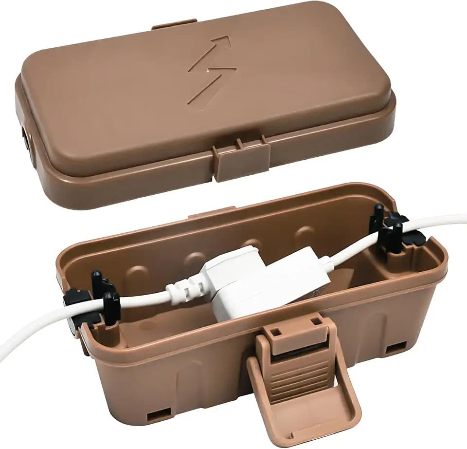 Hrensaw Small Weatherproof Electrical Connection Box(6 x 3.5 x 2.2inch),Outdoor Electrical Box,Waterproof Extension Cord Covers for Plug, Extension Cables, Holiday Lights,Brown