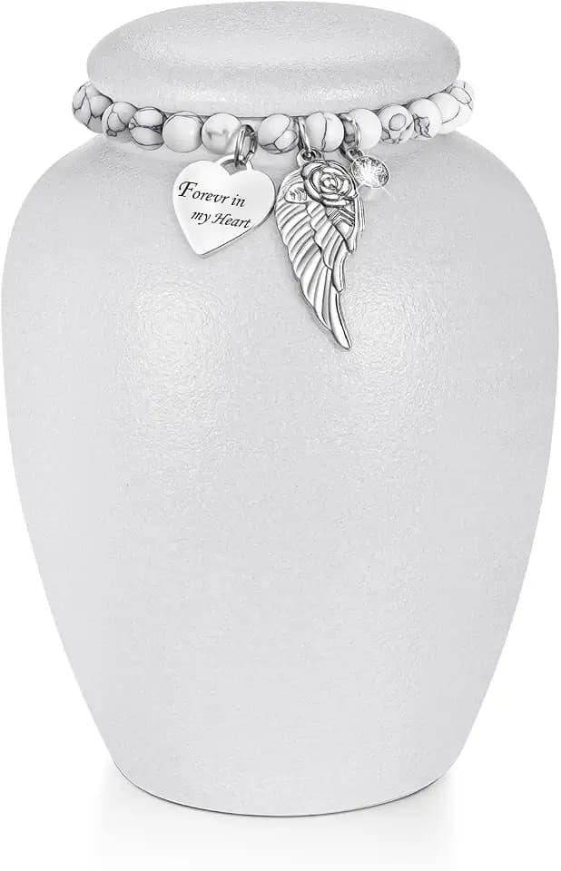 SOITIS Urn for Human Ashes Keepsake- 4.8 Inches White Ceramic Urn Ashes Keepsake, Memorial Holder Decorative Urn, Funeral Cremation Urns for Women Men Small Urn for Human Ashes