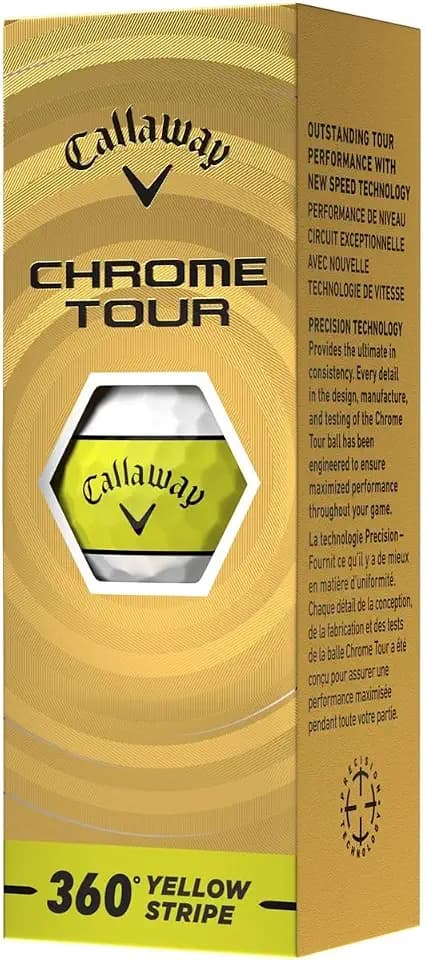 Callaway BL CG CHRM TR 26 360 YLW STRP 3B PK Golf Balls, 360° Yellow Stripe Ball, Sleeve (Pack of 3), BL CG CHRM TR 26 360 YLW STRP 3B PK