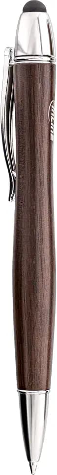 InLine 55464 woodpen, Stylus-Stift für Touchscreens + Kugelschreiber, Walnuss/Metall, Schwarz