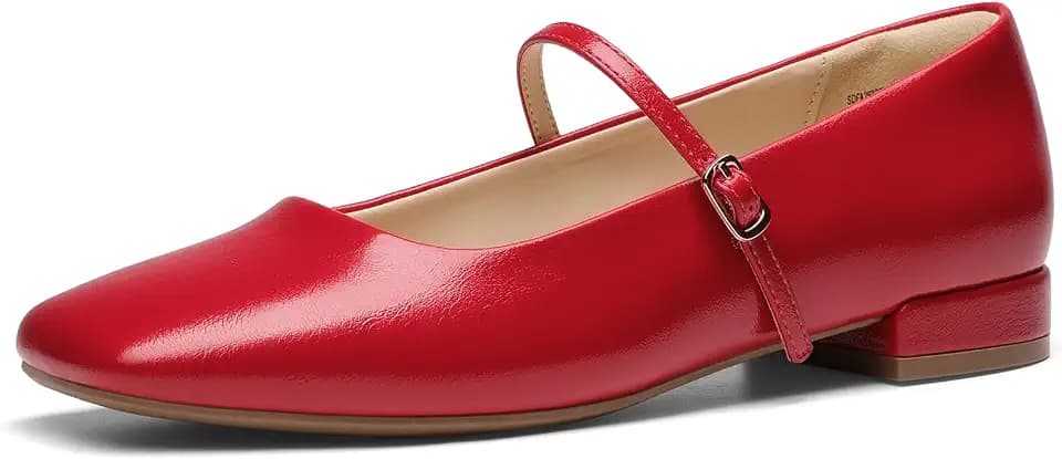 DREAM PAIRS Women Square Toe Mary Jane Ballet Flats