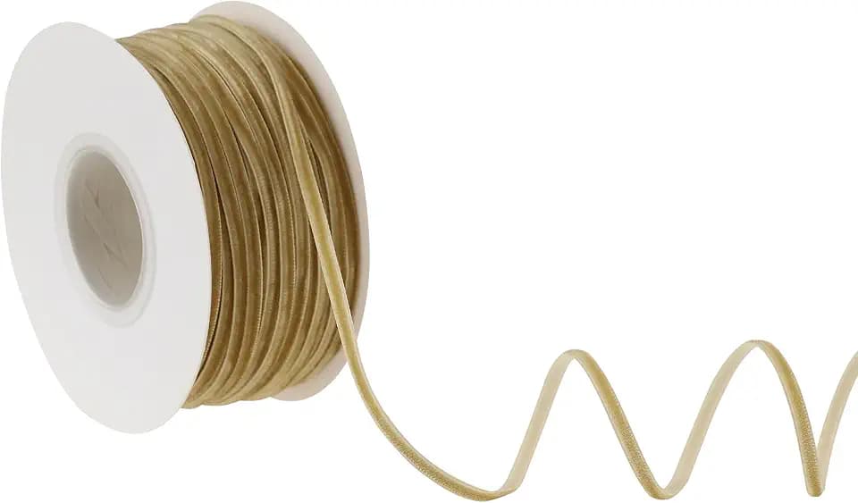 MAYREEL Khaki Velvet Ribbon 1/8 Inch 50 Yards