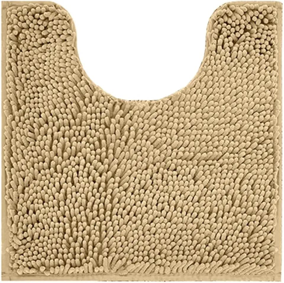 Reyox Chenille Toilet Rug U Shaped Bath Mat Apricot 19.7"x15.7"