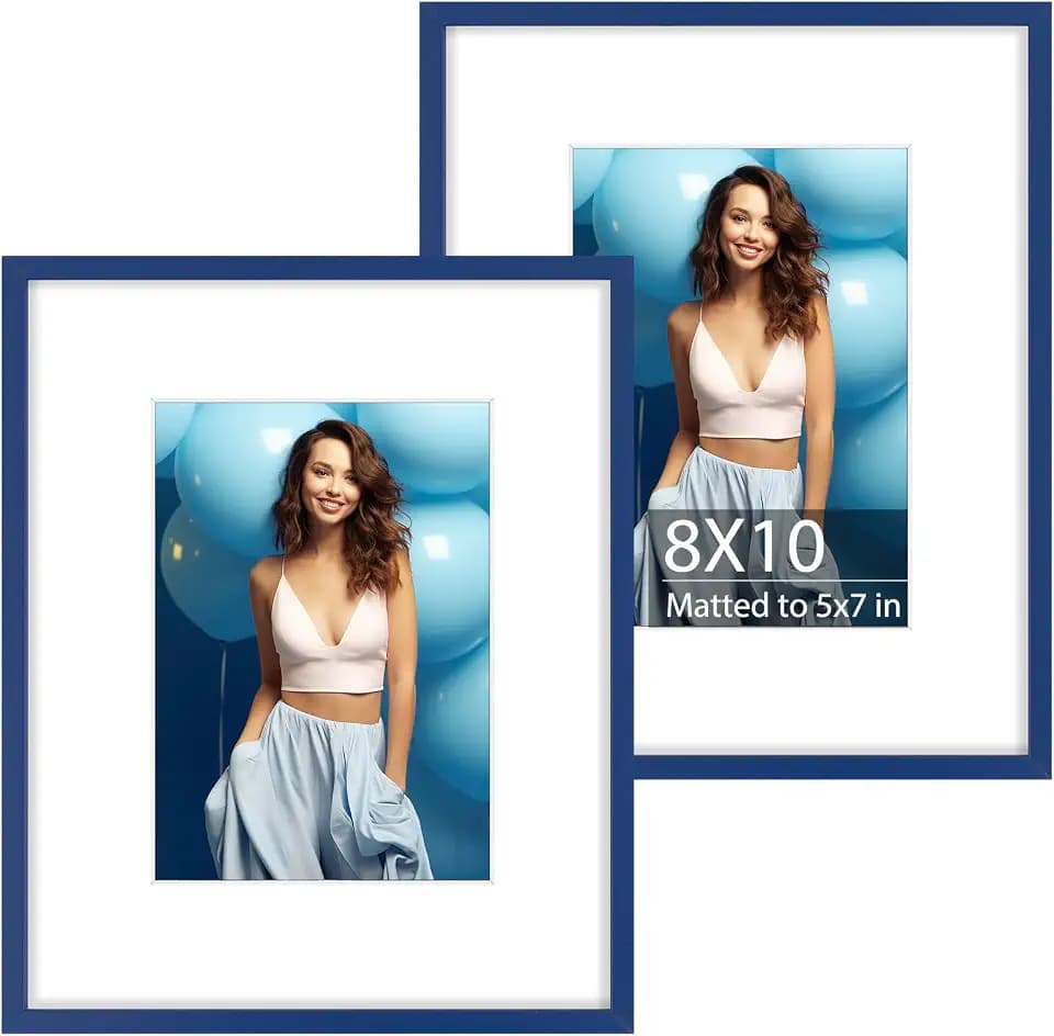 Golden State Art 2 Pack 8x10 Aluminum Picture Frame with 5x7 Mat, Blue