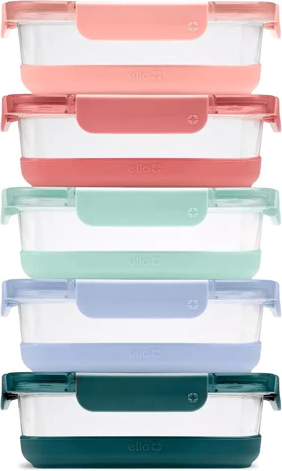 Ello Duraglass Refresh 3.4 Cup Meal Prep Containers, 10 Pc, Melon