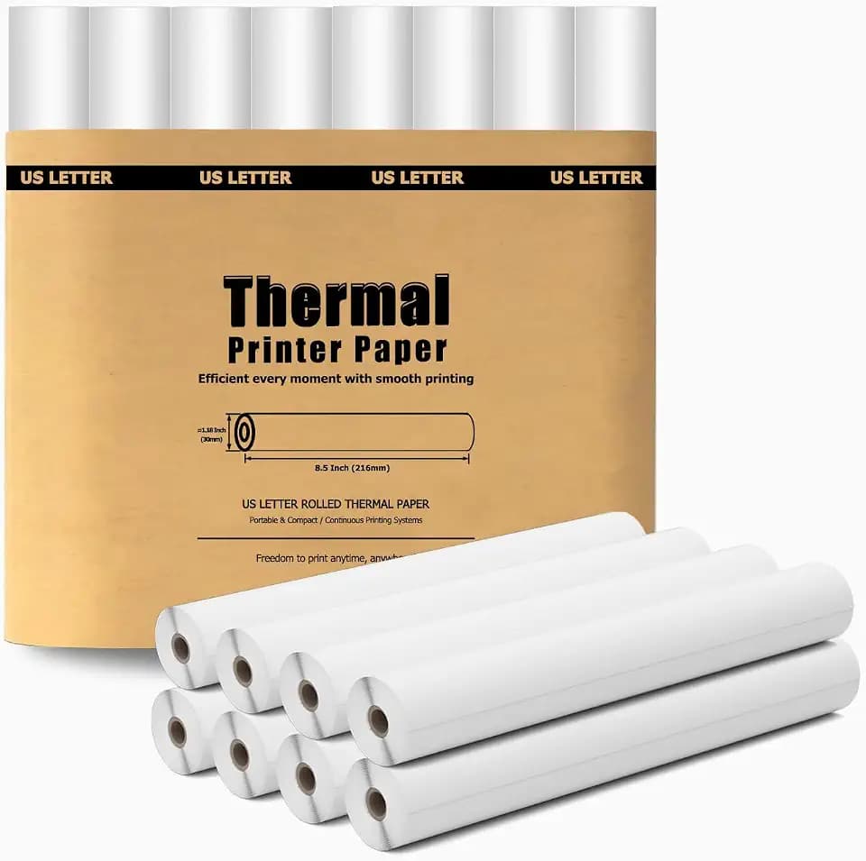 8 Rolls Thermal Printer Paper 8.5 x 11 Inch for Thermal Printer, BPA-Free