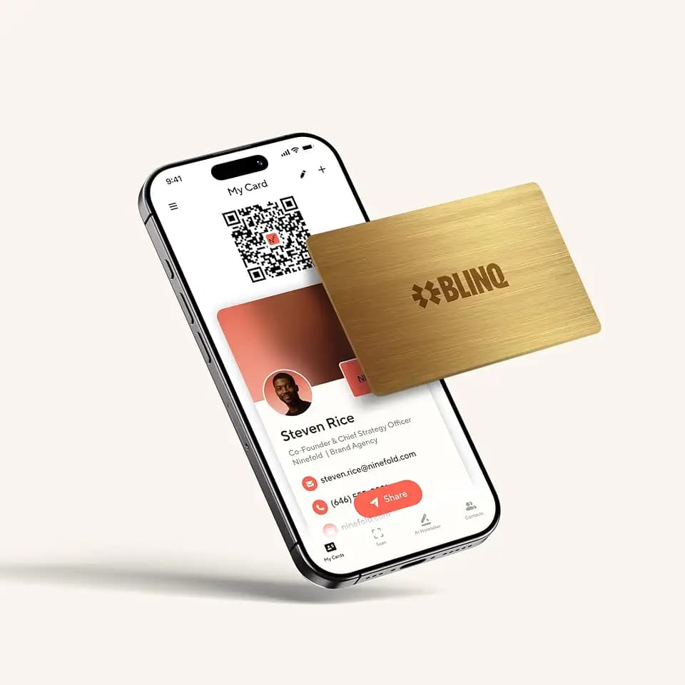 Blinq NFC Digital Business Card - Metal Card - Tap to Share (Gold)
