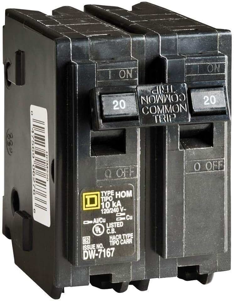 Square D HOM220 Homeline 20 Amp TwoPole Circuit Breaker