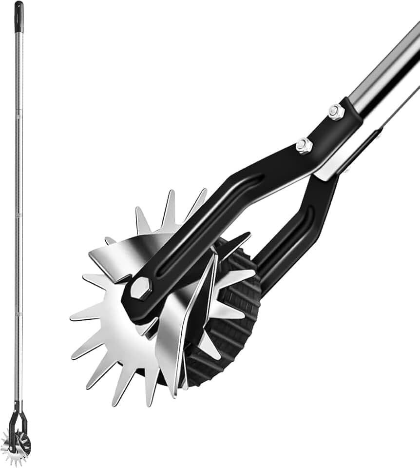 Kantenschneider Rad-Rotationskantenschneider, manueller Rasenkantenschneider für Gehwege, Edelstahlgriff, verstellbare Höhe -66.7Inch