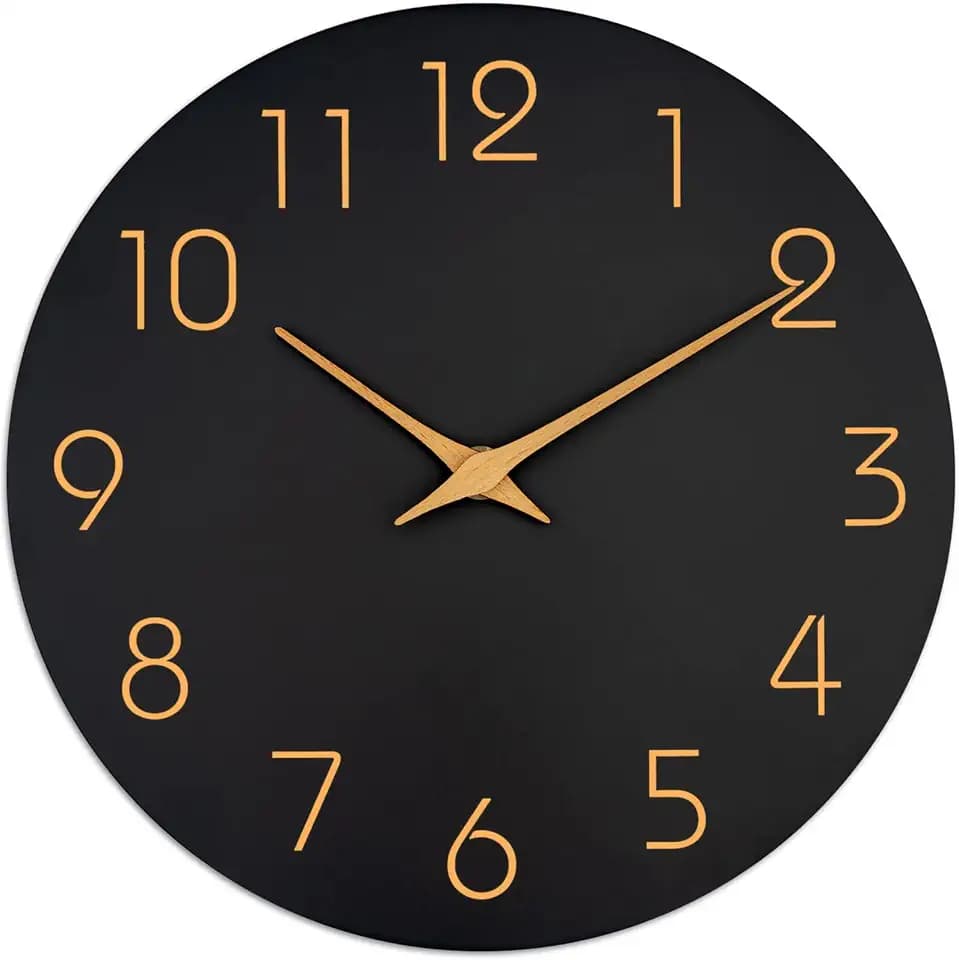 Mosewa 12" Wall Clock Battery Operated Silent Non-Ticking Modern Simple