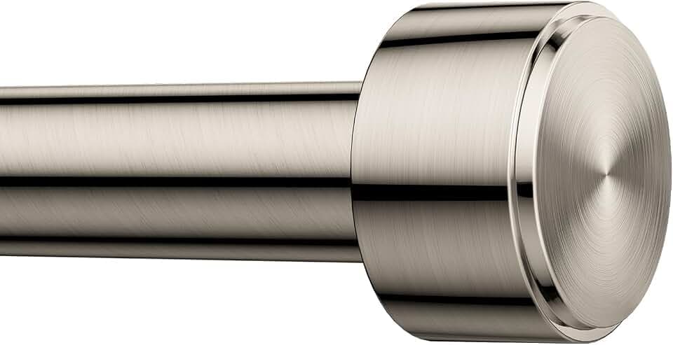 Curtain Rods for Windows 32-96 Inch, 1 Inch Adjustable Nickel Curtain Rod Set with Brackets, Easy Install