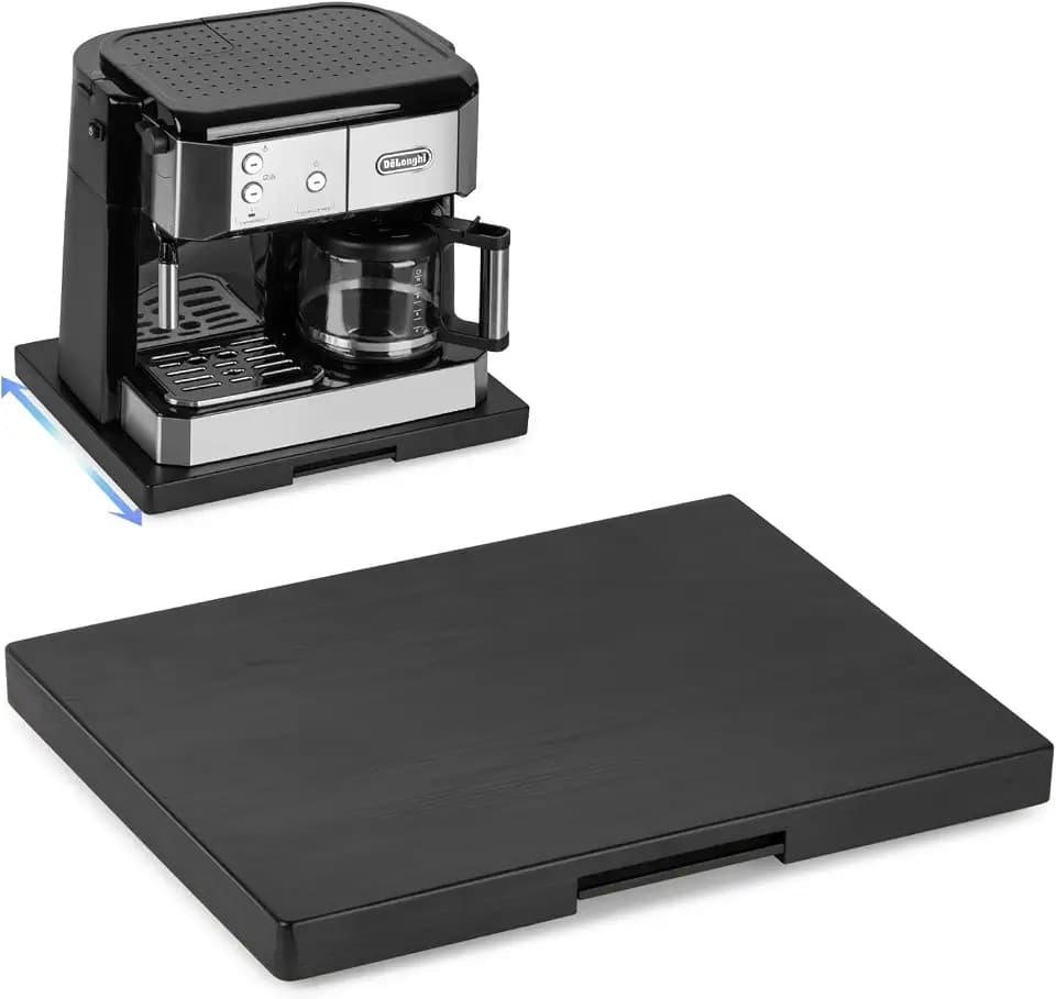 ANBOXIT Appliance Slider, Wooden Sliding Tray for Coffee Maker