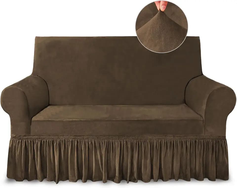 NICEEC Love Seat Couch Covers Loveseat Covers Universal Cover with Skirt