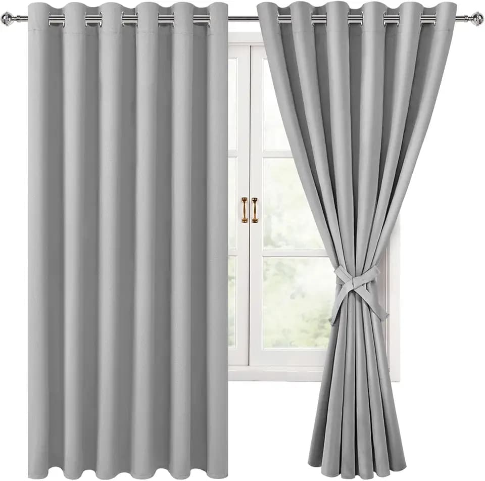 Hiasan Grommet Blackout Curtains for Bedroom, 70 x 63 Inches, Silver Grey