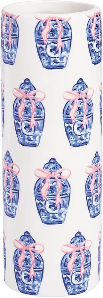 Mud Pie Ceramic Jar Pattern Stem Vase