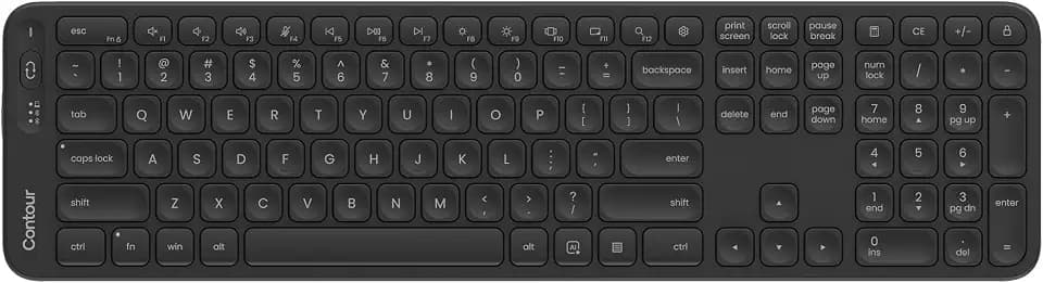 Contour Balance Keyboard | Ergonomische Full-Size-Funktastatur mit USB-Empfänger, Ziffernblock und hohem Tippkomfort - Ideal für Zuhause & Büro, kompatibel mit Windows-Betriebssystemen - US Layout
