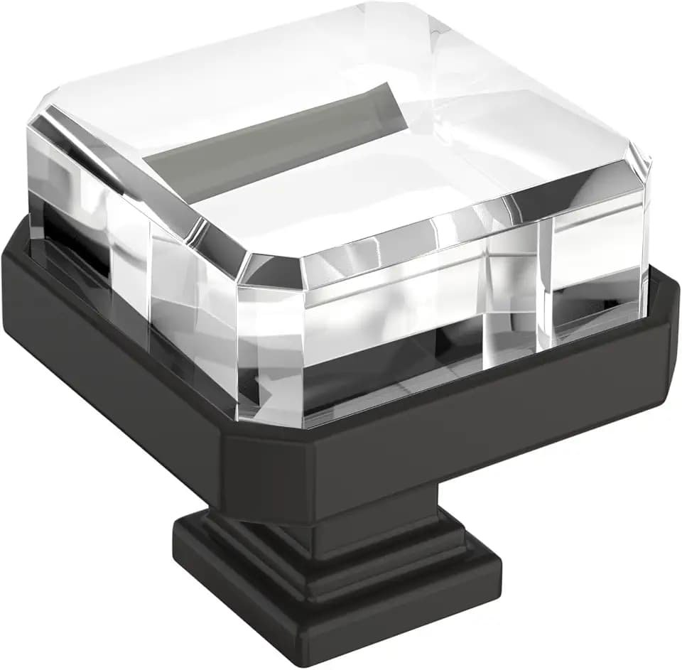 Amerock 1-3/8" Square Glacio Clear/Black Bronze Cabinet Knob
